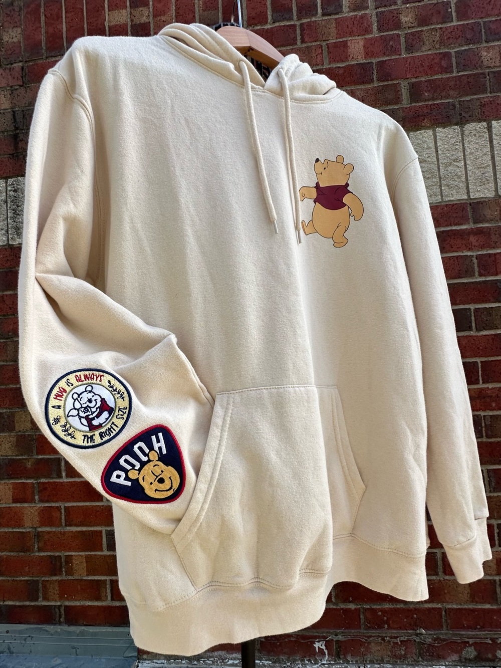 Disney Winnie the Pooh Authentic Hoodie Patches Graphics Pullover Sweatshirt